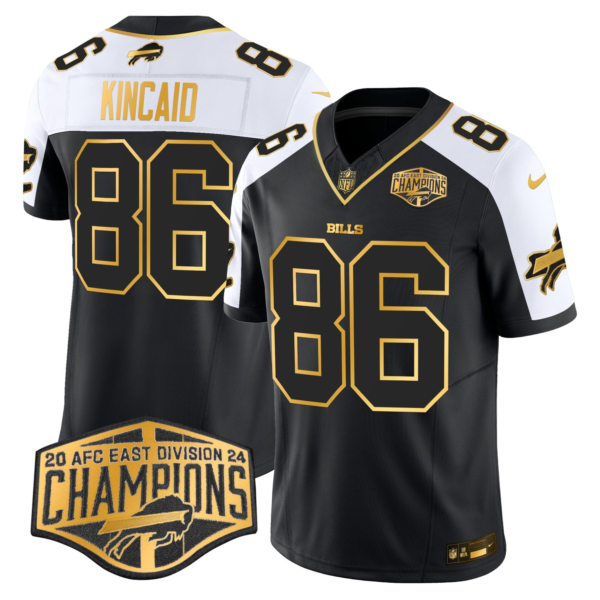 Bills 2024 AFC East Division Champions Gold Vapor Limited Jersey – All Stitched – Alternate – Dalton Kincaid Jersey