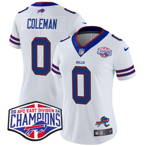 Women’s Bills 2024 AFC East Division Champions Vapor Limited Jersey – All Stitched – White – Keon Coleman Jersey
