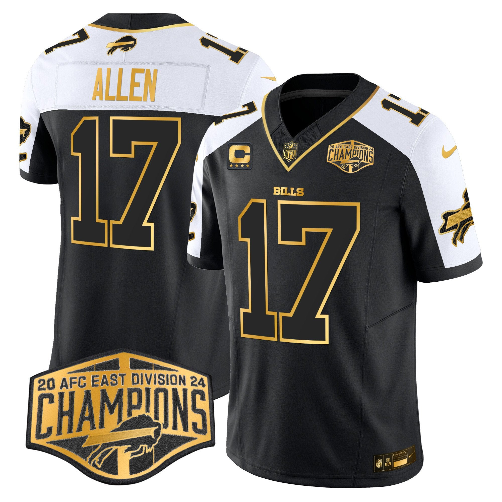 Bills 2024 AFC East Division Champions Gold Vapor Limited Jersey – All Stitched – Alternate – Josh Allen Jersey