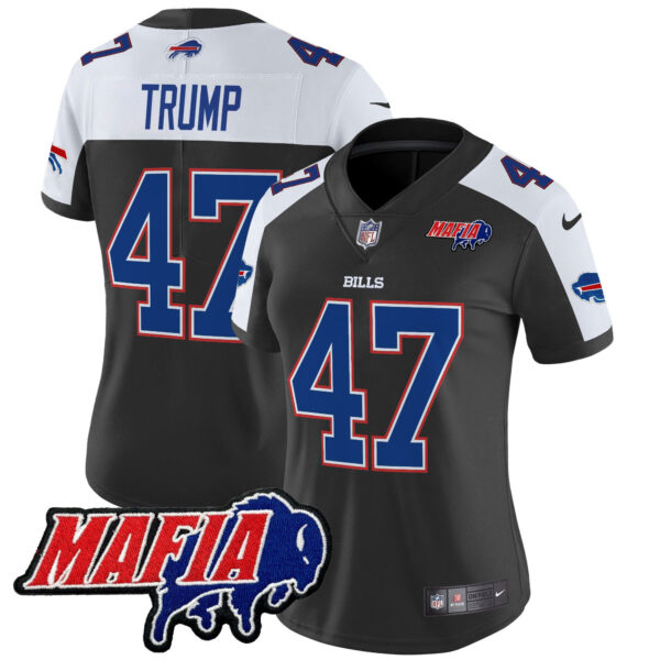 Women’s Buffalo Bills 2024 Bills Mafia Patch Vapor Limited Jersey – All Stitched – Black Alternate – Donald Trump Jersey