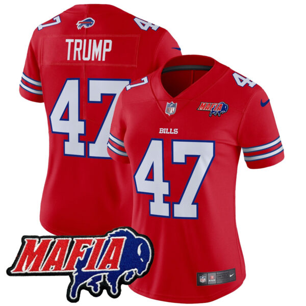 Women’s Buffalo Bills 2024 Bills Mafia Patch Vapor Limited Jersey – All Stitched – Red – Donald Trump Jersey