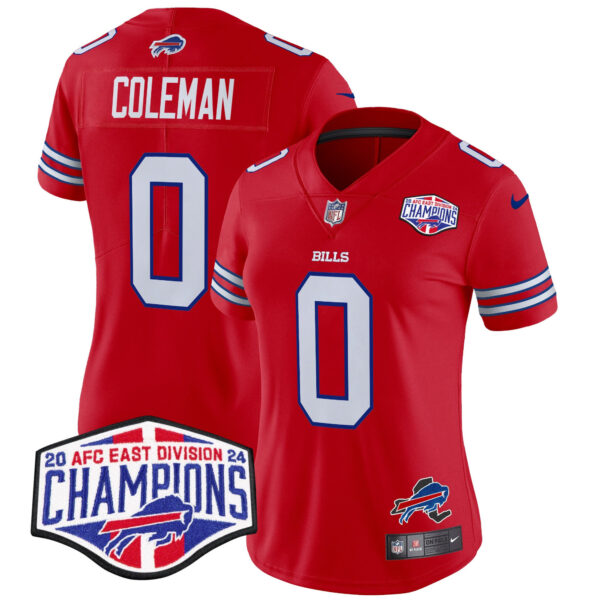 Women’s Bills 2024 AFC East Division Champions Vapor Limited Jersey – All Stitched – Red – Keon Coleman Jersey