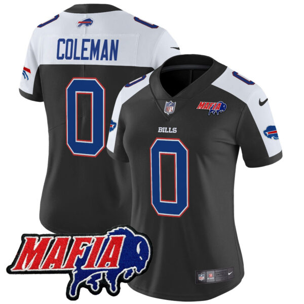 Women’s Buffalo Bills 2024 Bills Mafia Patch Vapor Limited Jersey – All Stitched – Black Alternate – Keon Coleman Jersey