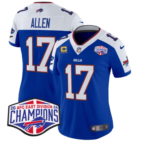 Women’s Bills 2024 AFC East Division Champions Vapor Limited Jersey – All Stitched – Royal Alternate – Josh Allen Jersey