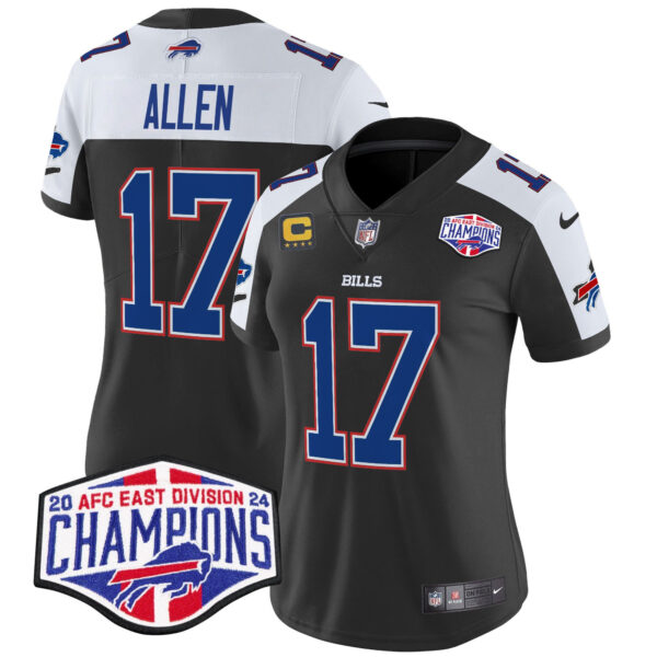 Women’s Bills 2024 AFC East Division Champions Vapor Limited Jersey – All Stitched – Black Alternate – Josh Allen Jersey