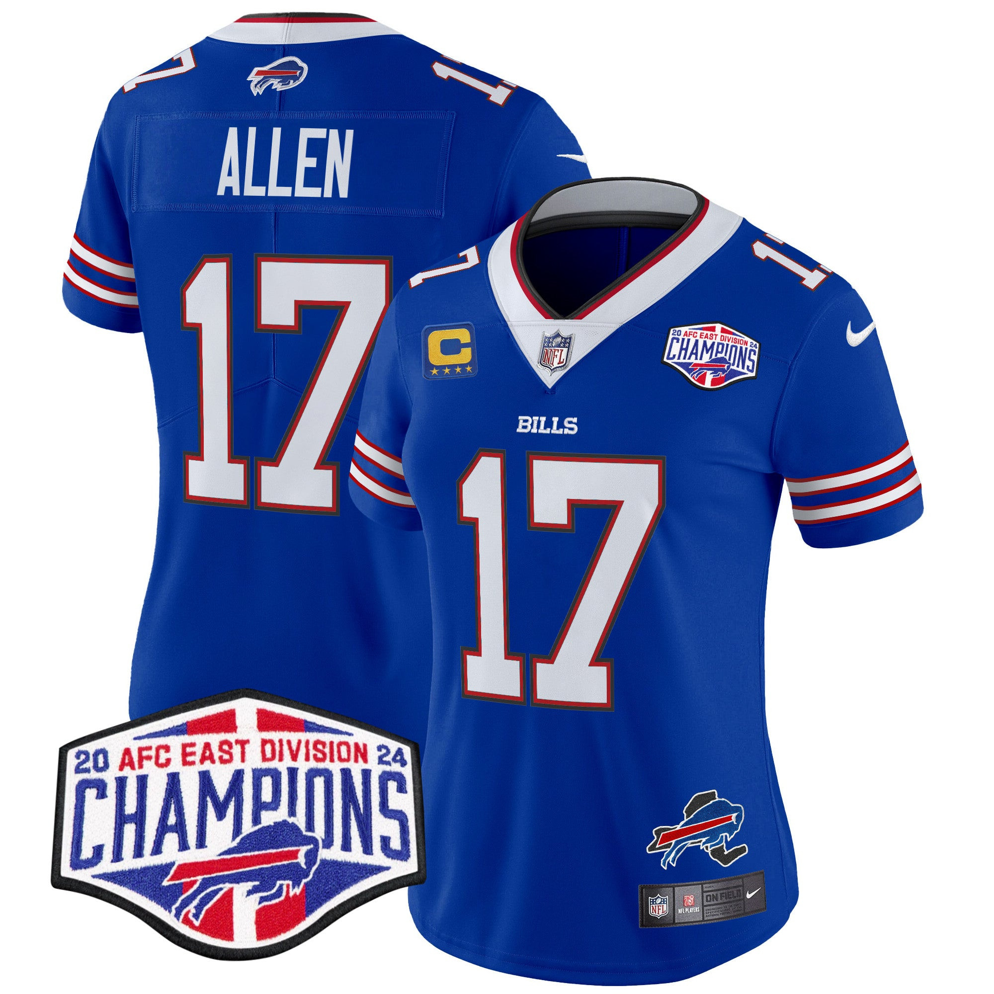 Women’s Bills 2024 AFC East Division Champions Vapor Limited Jersey – All Stitched – Royal – Josh Allen Jersey