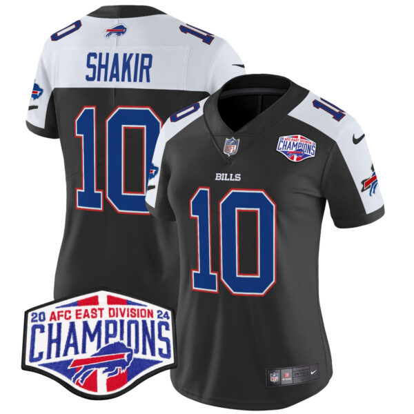 Women’s Bills 2024 AFC East Division Champions Vapor Limited Jersey – All Stitched – Black Alternate – Khalil Shakir Jersey