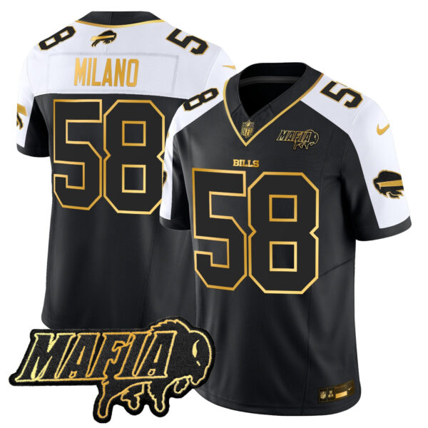 Buffalo Bills 2024 Bills Mafia Patch Gold Vapor Limited Jersey – All Stitched – Alternate – Matt Milano Jersey