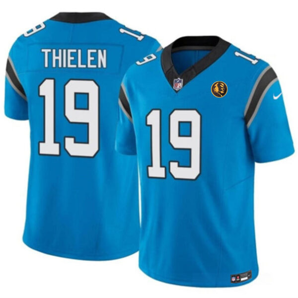 Carolina Panthers #19 Adam Thielen Blue 2023 FUSE With John Madden Patch Vapor Jersey