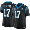 Carolina Panthers #17 Xavier Legette Black 2024 With Dradt Patch And 30Th Jersey