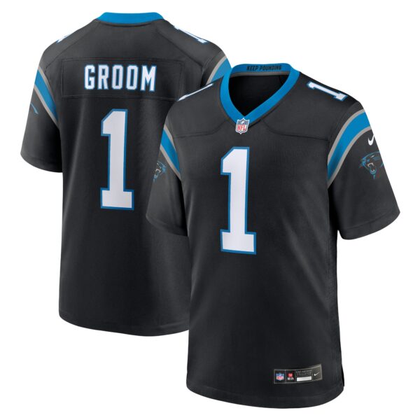 Number 1 Groom Carolina Panthers Nike Game Jersey Black