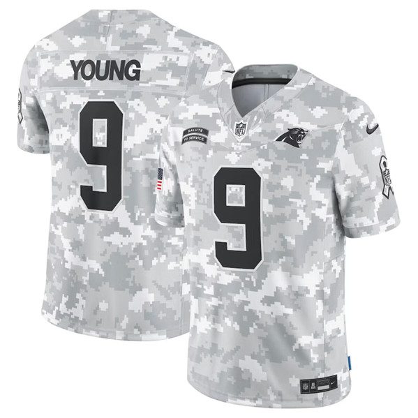 Carolina Panthers #9 Bryce Young Arctic Camo 2024 FUSE Salute To Service Limited Football Stitched Jersey