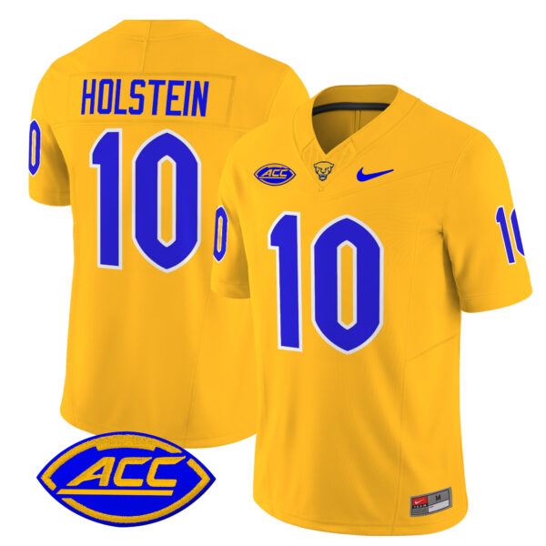 Men’s Pittsburgh Panthers 2024 Vapor Limited Jersey – All Stitched – Gold – Eli Holstein