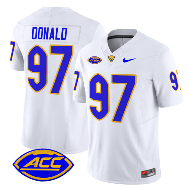 Men’s Pittsburgh Panthers 2024 Vapor Limited Jersey – All Stitched – White – Aaron Donald