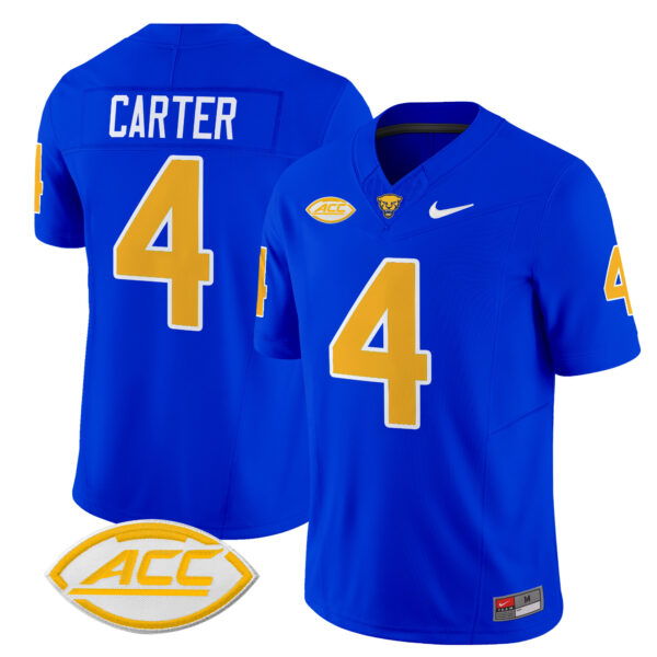 Men’s Pittsburgh Panthers 2024 Vapor Limited Jersey – All Stitched – Royal – Daniel Carter