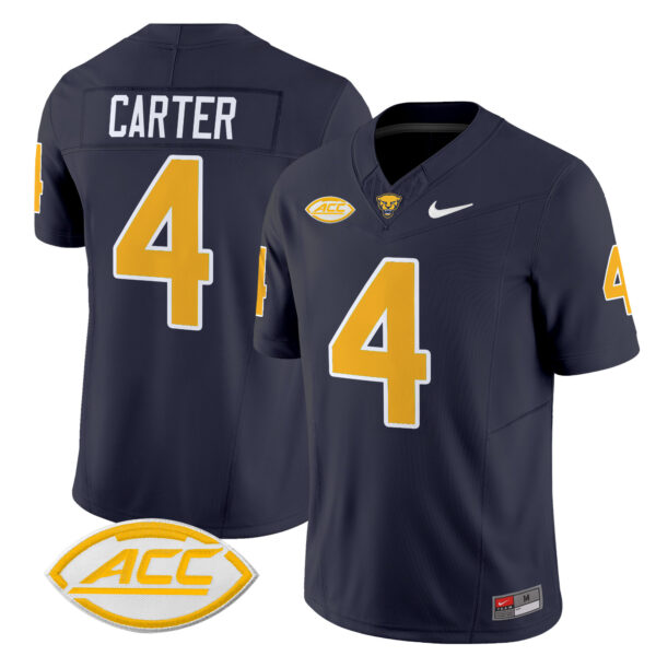 Men’s Pittsburgh Panthers 2024 Vapor Limited Jersey – All Stitched – Navy – Daniel Carter