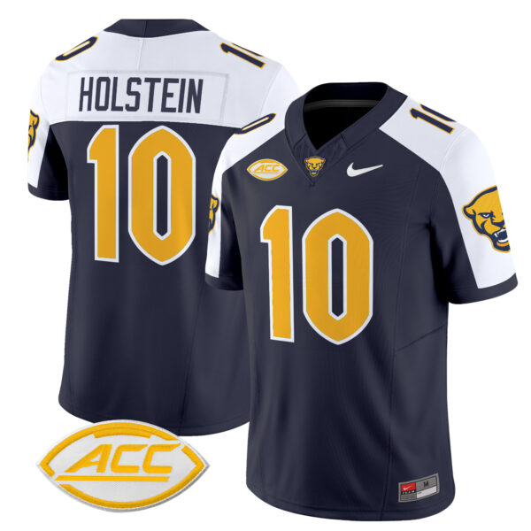 Men’s Pittsburgh Panthers 2024 Vapor Limited Jersey – All Stitched – Navy Alternate – Eli Holstein