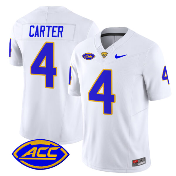 Men’s Pittsburgh Panthers 2024 Vapor Limited Jersey – All Stitched – White – Daniel Carter