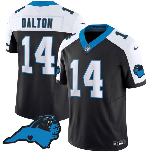 Men’s Panthers Vapor Limited Jersey – Carolina Patch – All Stitched – Black Alternate – Andy Dalton