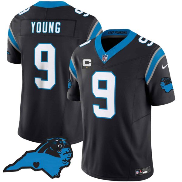 Men’s Panthers Vapor Limited Jersey – Carolina Patch – All Stitched – Black – Bryce Young