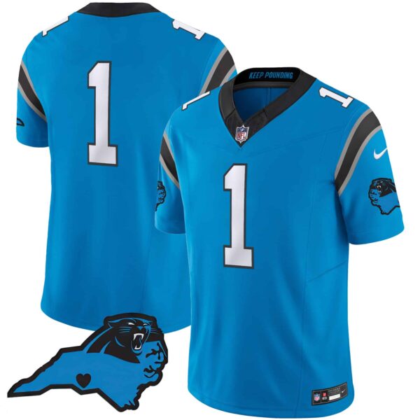 Men’s Panthers Vapor Limited Jersey – Carolina Patch – All Stitched – Blue – #1 Team