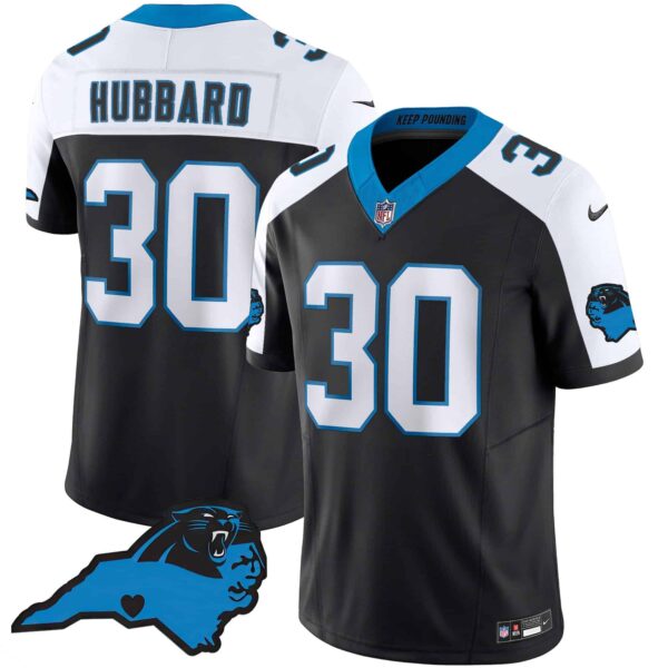Men’s Panthers Vapor Limited Jersey – Carolina Patch – All Stitched – Black Alternate – Chuba Hubbard