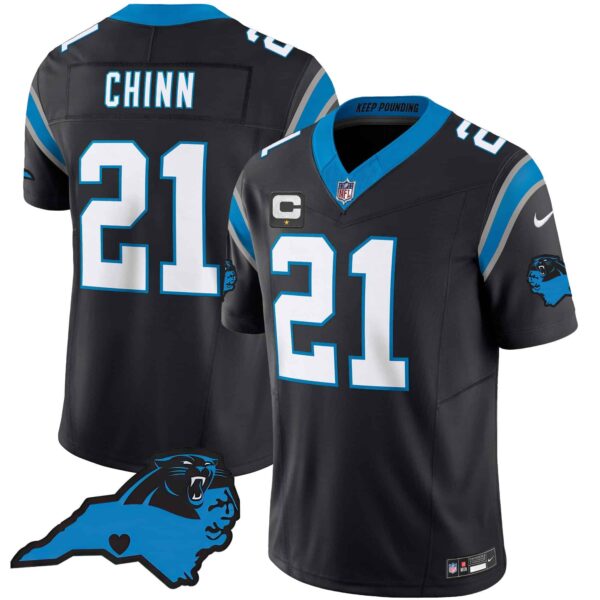 Men’s Panthers Vapor Limited Jersey – Carolina Patch – All Stitched – Black – Jeremy Chinn