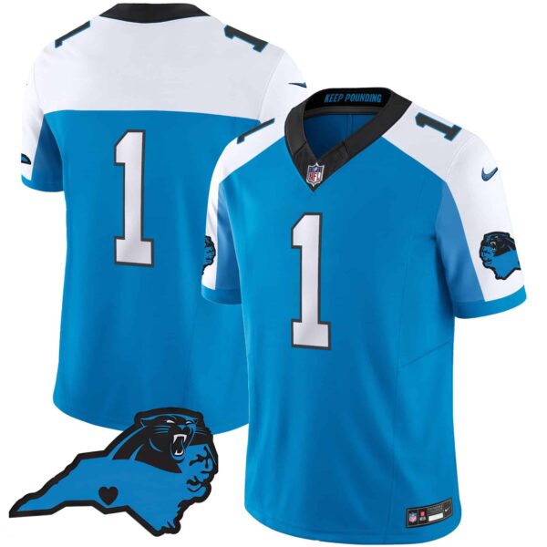 Men’s Panthers Vapor Limited Jersey – Carolina Patch – All Stitched – Blue Alternate – #1 Team