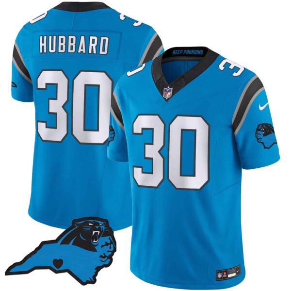 Men’s Panthers Vapor Limited Jersey – Carolina Patch – All Stitched – Blue – Chuba Hubbard