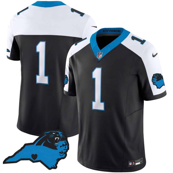 Men’s Panthers Vapor Limited Jersey – Carolina Patch – All Stitched – Black Alternate – #1 Team