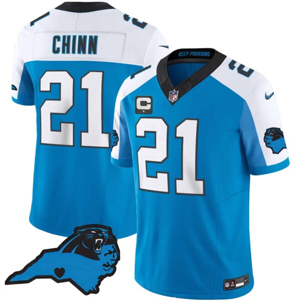 Men’s Panthers Vapor Limited Jersey – Carolina Patch – All Stitched – Blue Alternate – Jeremy Chinn