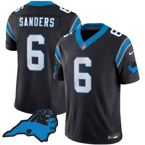 Men’s Panthers Vapor Limited Jersey – Carolina Patch – All Stitched – Black – Miles Sanders