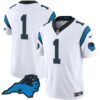 Men’s Panthers Vapor Limited Jersey – Carolina Patch – All Stitched – White – #1 Team