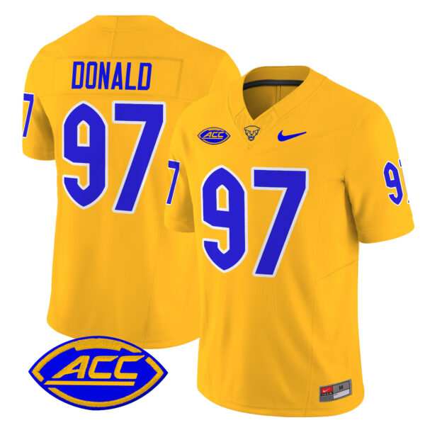 Men’s Pittsburgh Panthers 2024 Vapor Limited Jersey – All Stitched – Gold – Aaron Donald