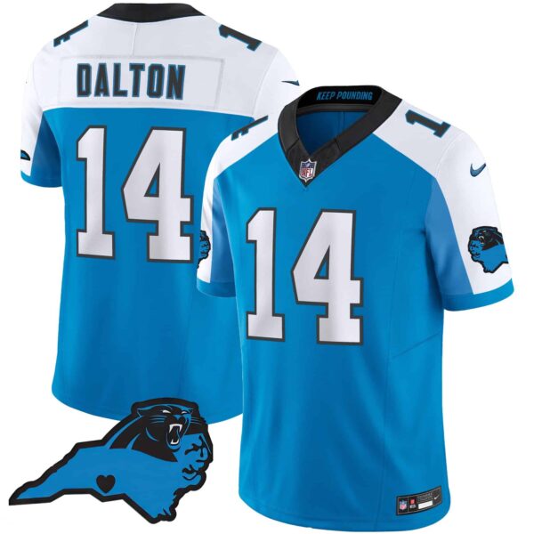 Men’s Panthers Vapor Limited Jersey – Carolina Patch – All Stitched – Blue Alternate – Andy Dalton