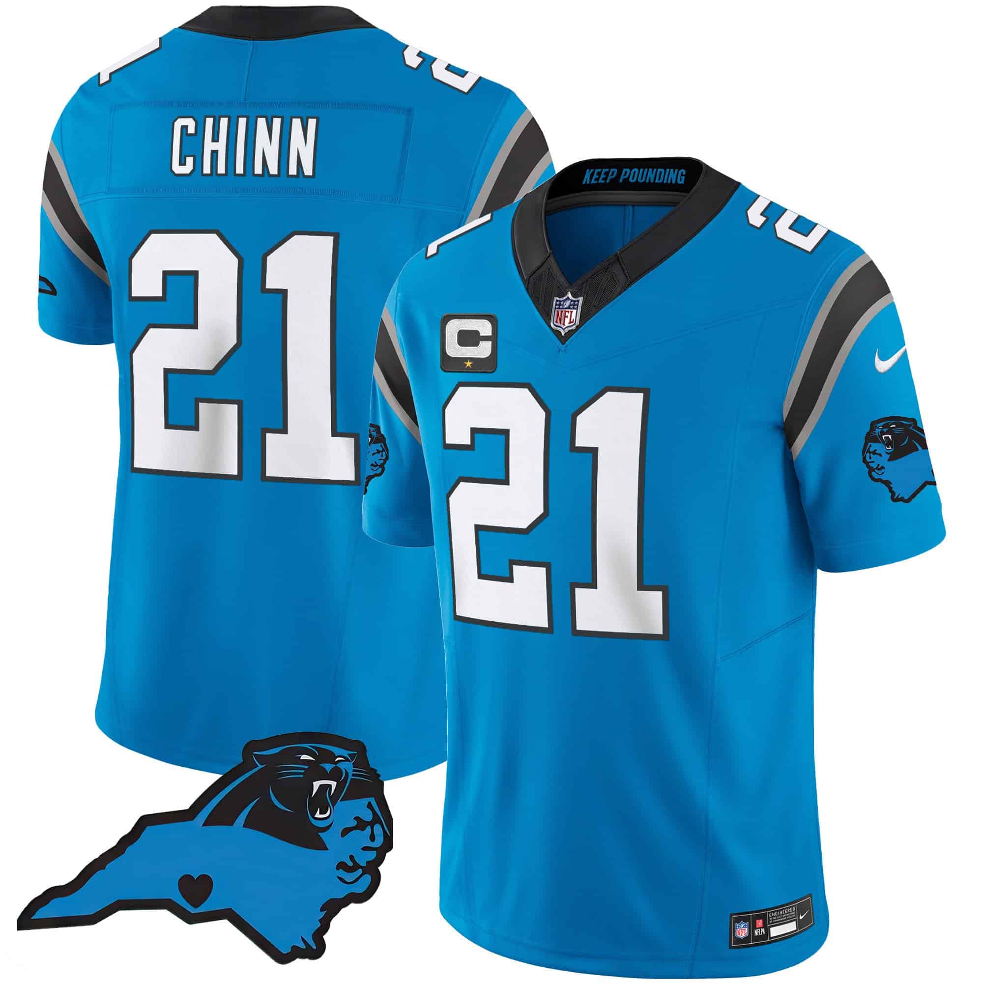 Men’s Panthers Vapor Limited Jersey – Carolina Patch – All Stitched – Blue – Jeremy Chinn