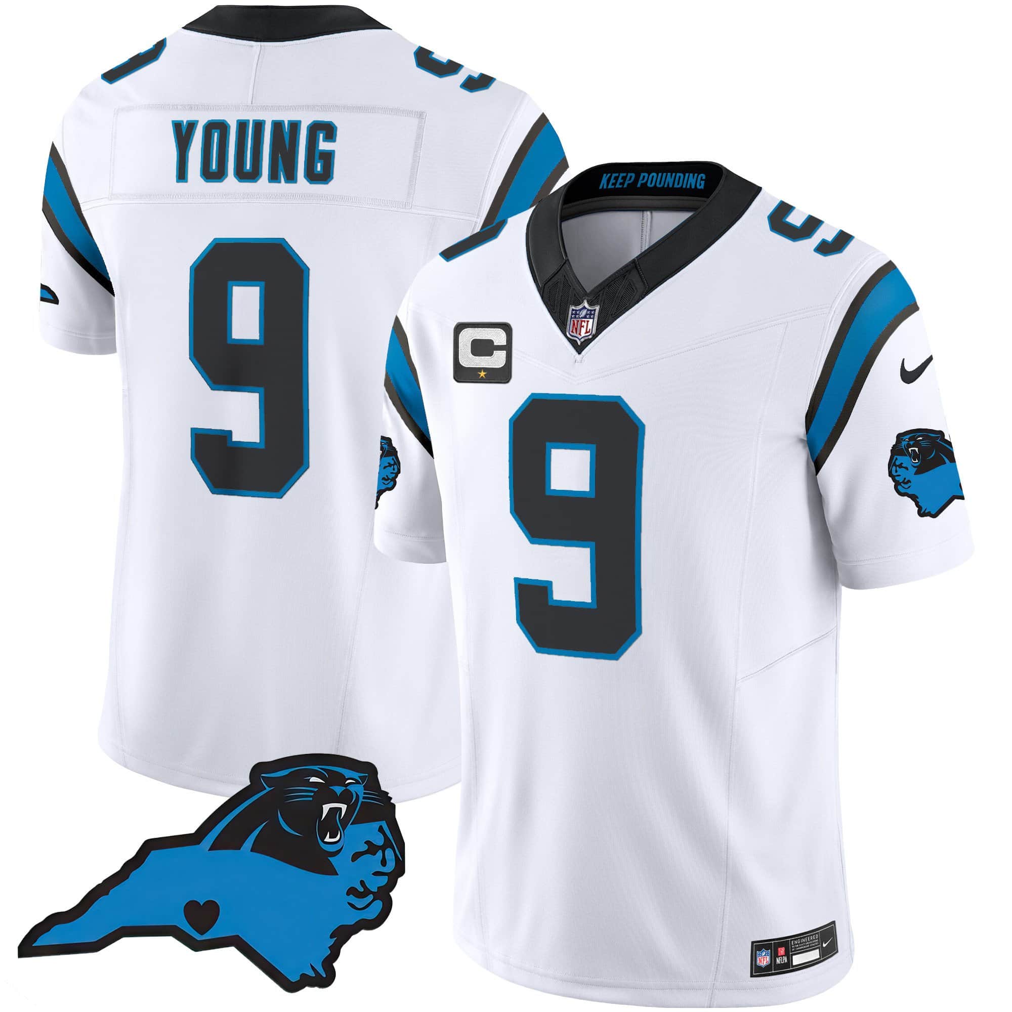 Men’s Panthers Vapor Limited Jersey – Carolina Patch – All Stitched – White – Bryce Young