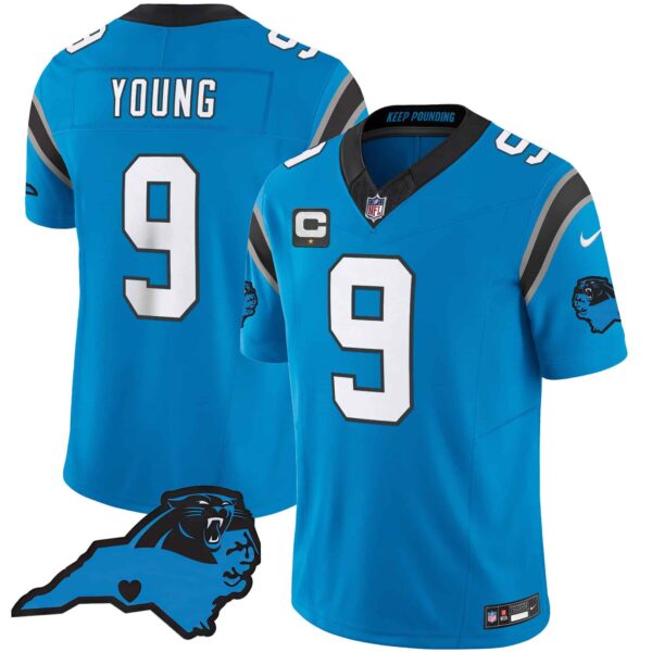 Men’s Panthers Vapor Limited Jersey – Carolina Patch – All Stitched – Blue – Bryce Young
