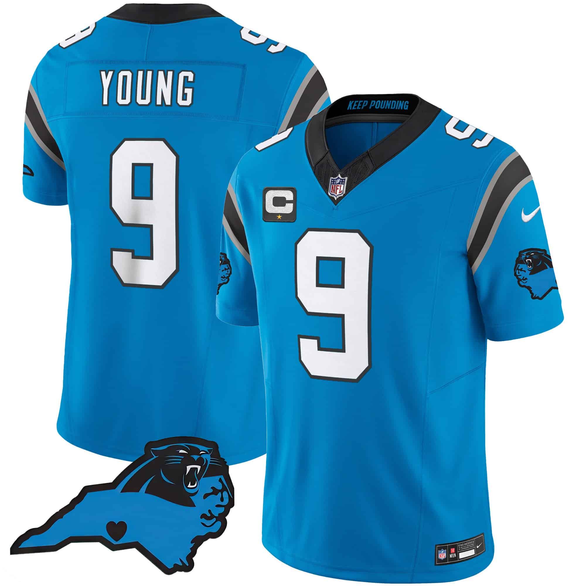 Men’s Panthers Vapor Limited Jersey – Carolina Patch – All Stitched – Blue – Bryce Young