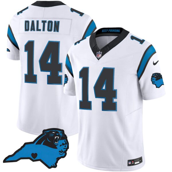 Men’s Panthers Vapor Limited Jersey – Carolina Patch – All Stitched – White – Andy Dalton