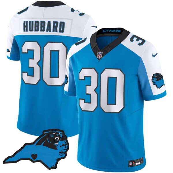Men’s Panthers Vapor Limited Jersey – Carolina Patch – All Stitched – Blue Alternate – Chuba Hubbard