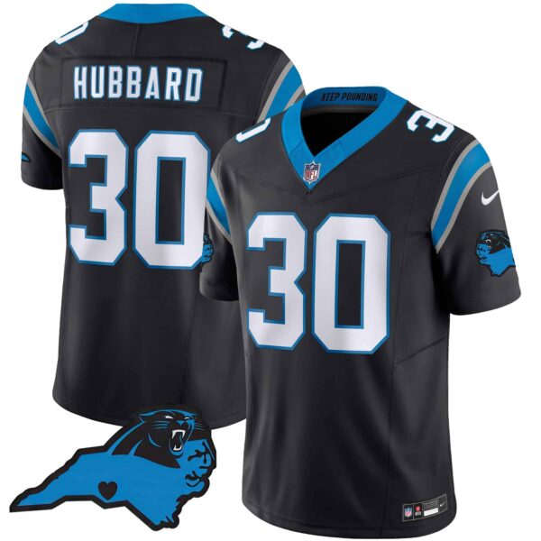 Men’s Panthers Vapor Limited Jersey – Carolina Patch – All Stitched – Black – Chuba Hubbard