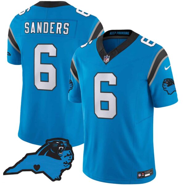 Men’s Panthers Vapor Limited Jersey – Carolina Patch – All Stitched – Blue – Miles Sanders