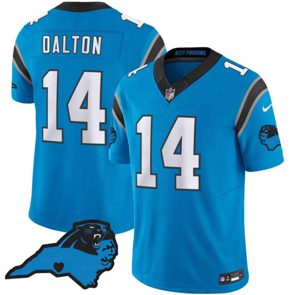 Men’s Panthers Vapor Limited Jersey – Carolina Patch – All Stitched – Blue – Andy Dalton