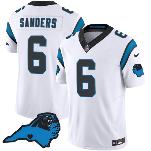 Men’s Panthers Vapor Limited Jersey – Carolina Patch – All Stitched – White – Miles Sanders
