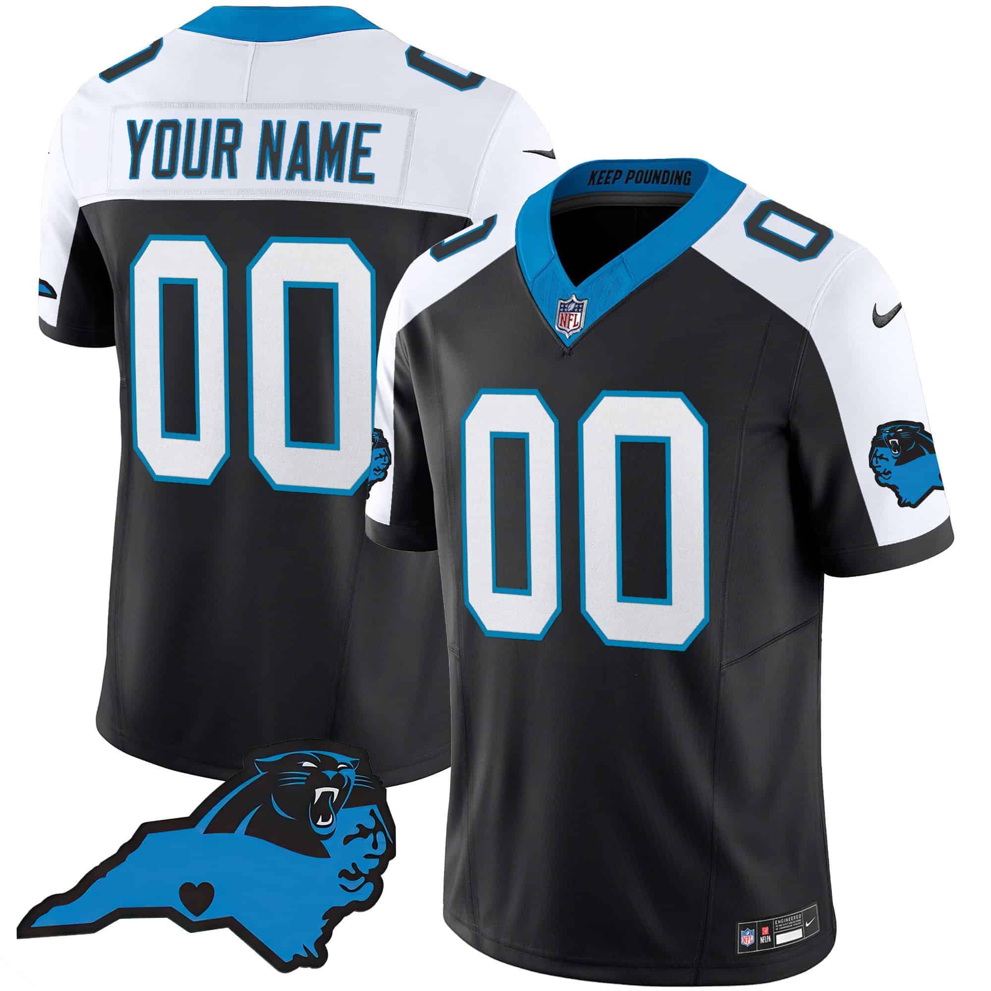 Panthers Vapor Limited Custom Jersey – Carolina Patch – All Stitched – Men – Black Alternate