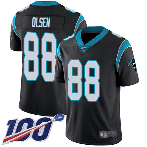 Nike Panthers #88 Greg Olsen Black Team Color Men’s Stitched NFL 100th Season Vapor Limited Jersey