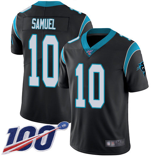 Nike Panthers #10 Curtis Samuel Black Team Color Men’s Stitched NFL 100th Season Vapor Limited Jersey