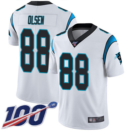 Nike Panthers #88 Greg Olsen White Men’s Stitched NFL 100th Season Vapor Limited Jersey