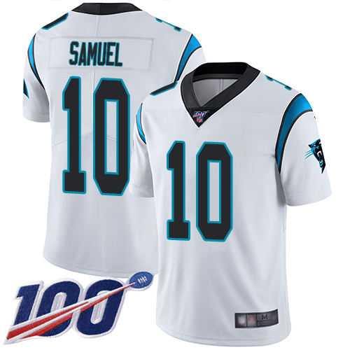 Nike Panthers #10 Curtis Samuel White Men’s Stitched NFL 100th Season Vapor Limited Jersey